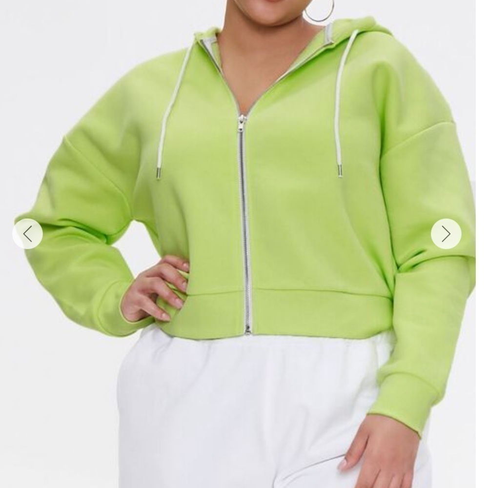 🏷 3/$20 🏷 Forever 21 - Plus Size Fleece Zip-Up Hoodie Lime